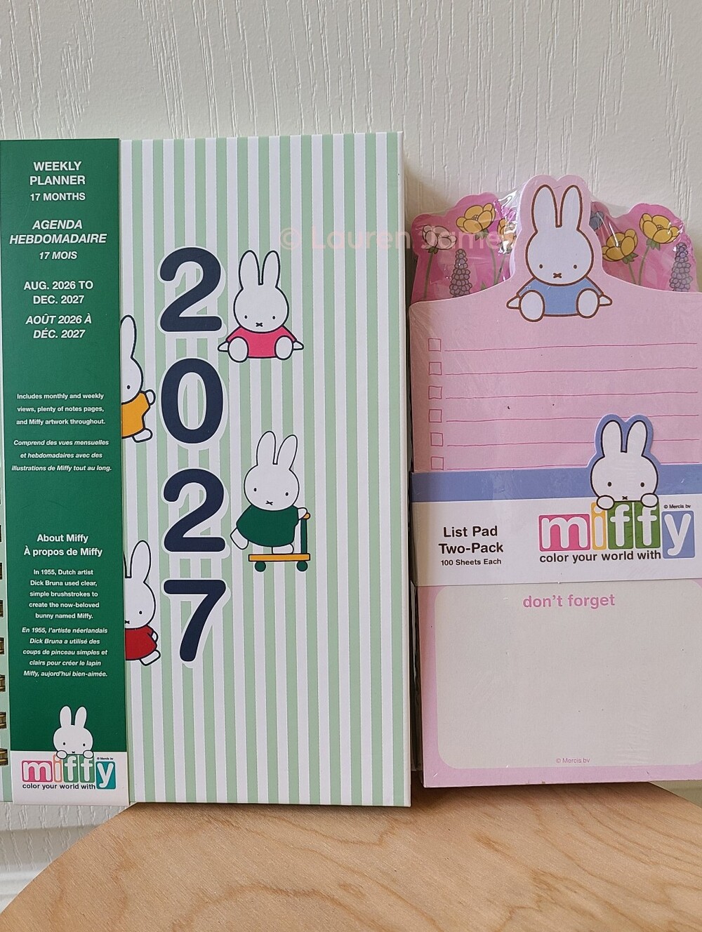 Miffy Green Striped Planner and Floral Notepad Set